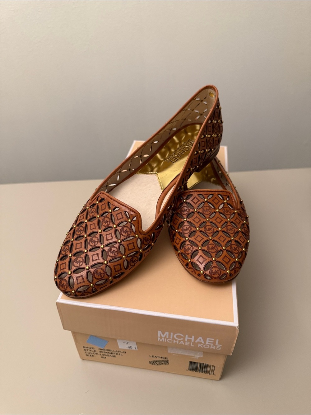 MICHAEL Michael Kors Tan Brown Slip-On Flats